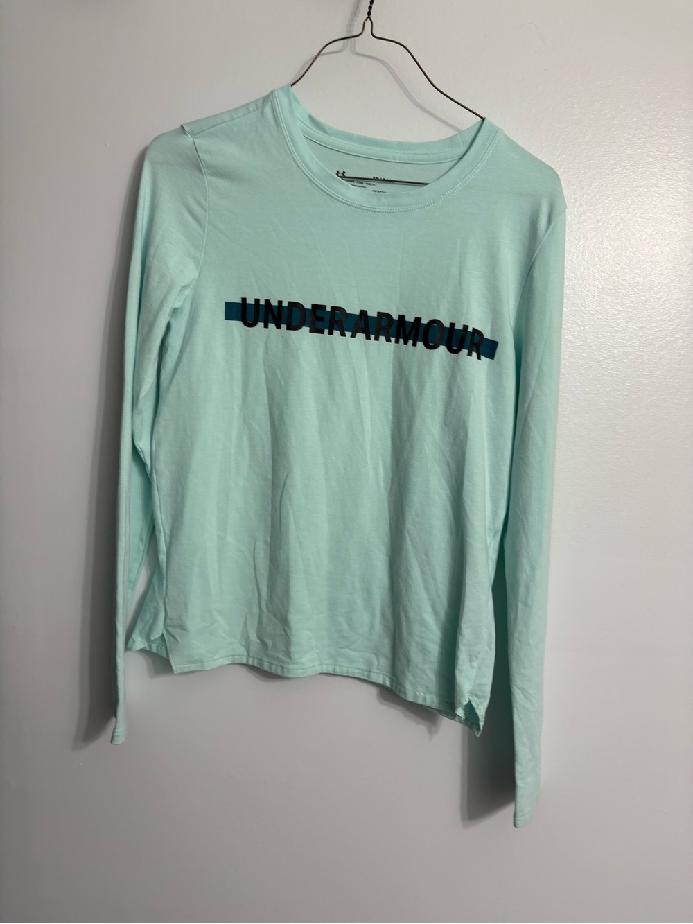Mint Green Ladies Long Sleeves Crew Under Armour HeatGear athletic S t shirt